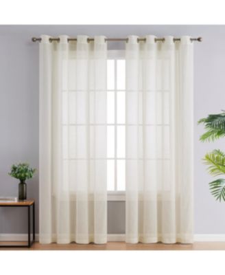 Sierra Burlap Flax Linen Semi Sheer Privacy Light Filtering Transparent Window Grommet Thick Curtains Panels, Set of 2