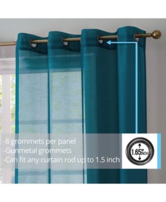 2 Piece Semi Sheer Voile Window Curtain Drapes Grommet Panels for Bedroom, Living Room & Kids Room