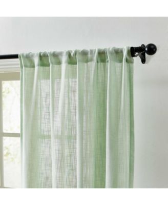 Linda Faux Linen Textured Semi Sheer Privacy Light Filtering Transparent Window Rod Pocket Thick Curtains Drapery Panels, Set of 2