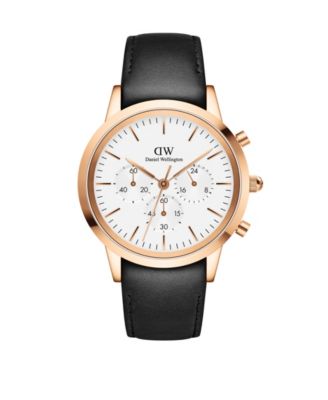 Daniel Wellington Men s Iconic Chronograph Sheffield Black Leather Watch 42mm Macy s