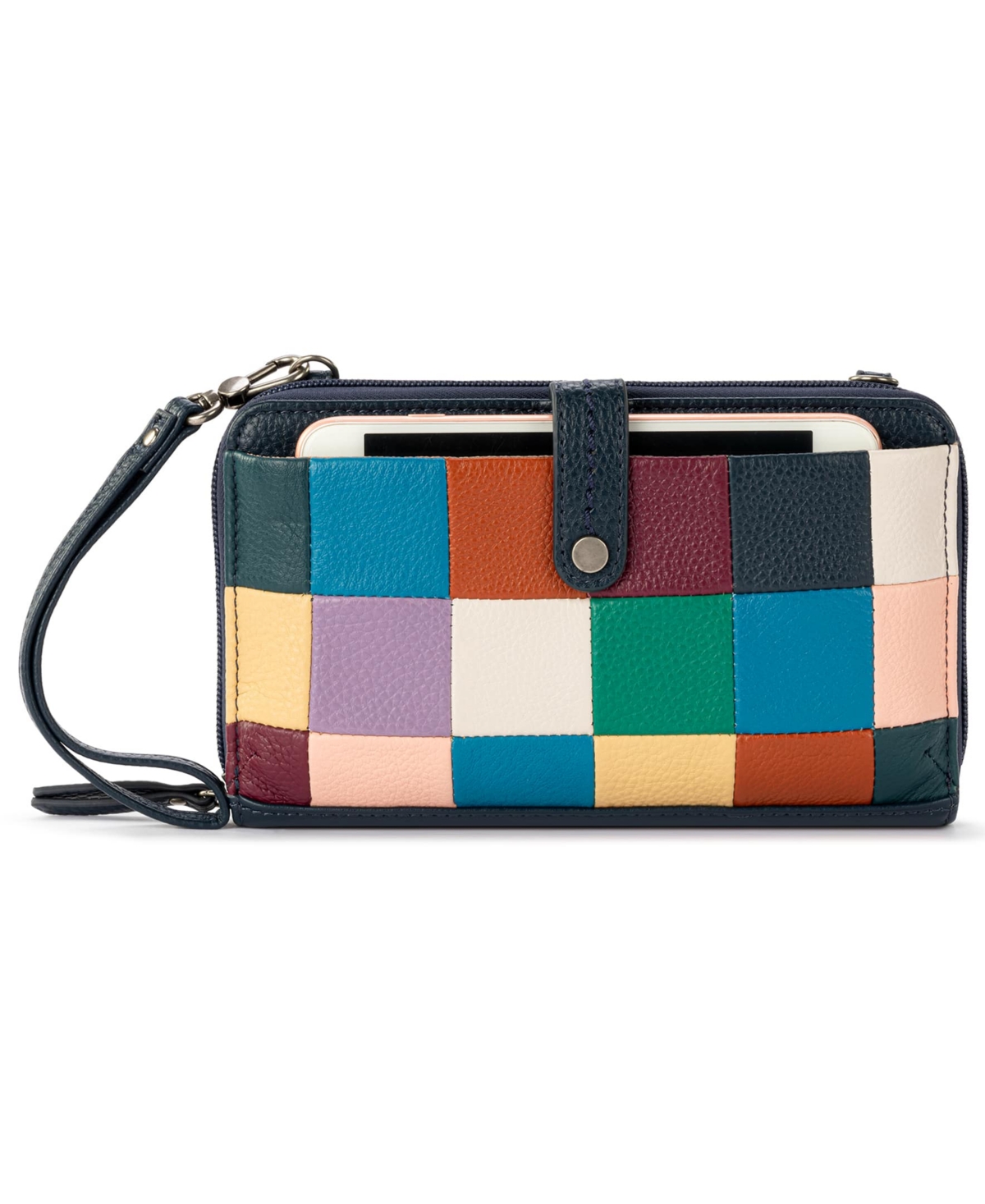 The Sak Iris Leather Smartphone Convertible Crossbody Wallet In Multi Patch
