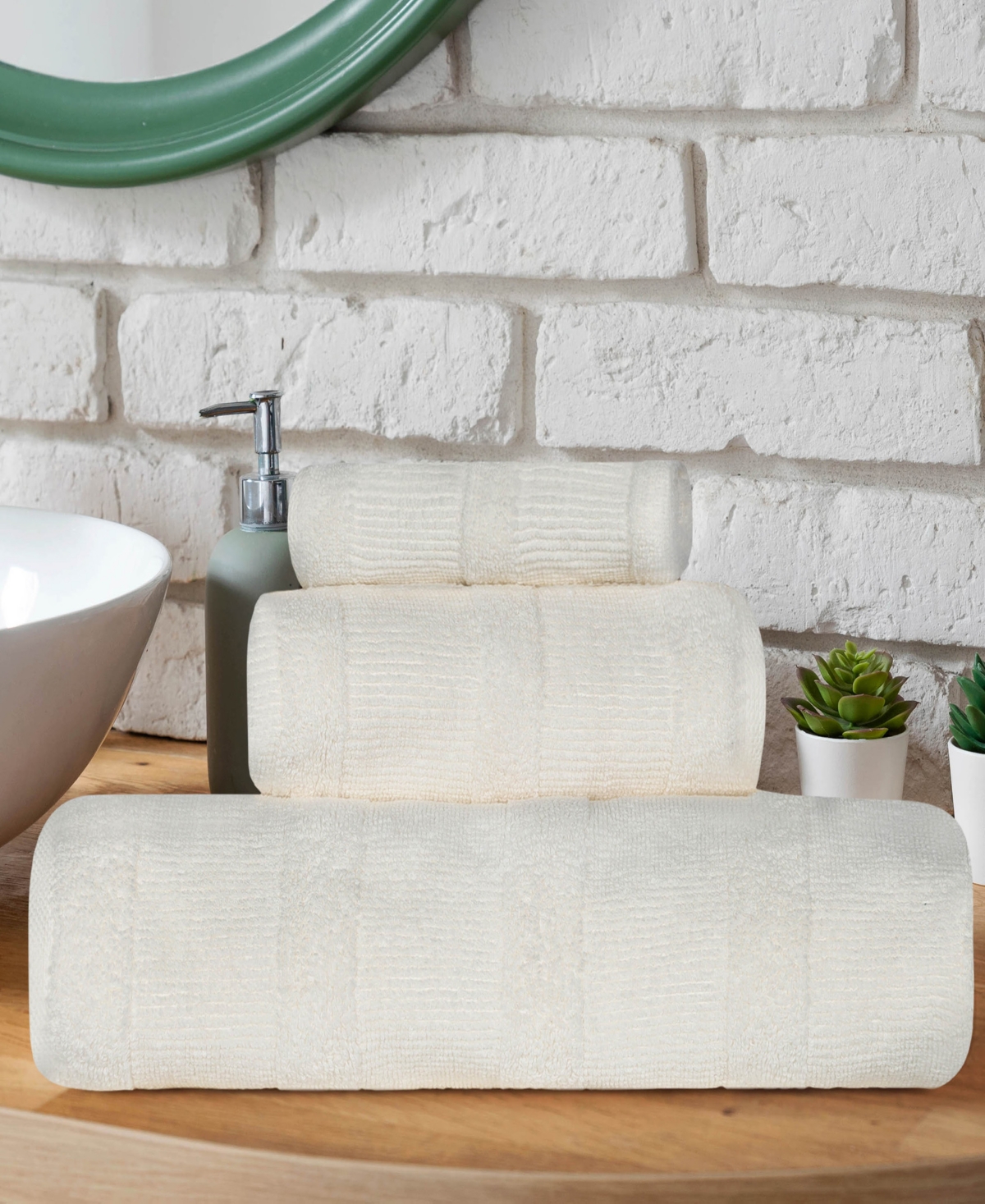 Superior Roma Ribbed Turkish Cotton Quick-Dry Solid Assorted Highly Absorbent Towel
