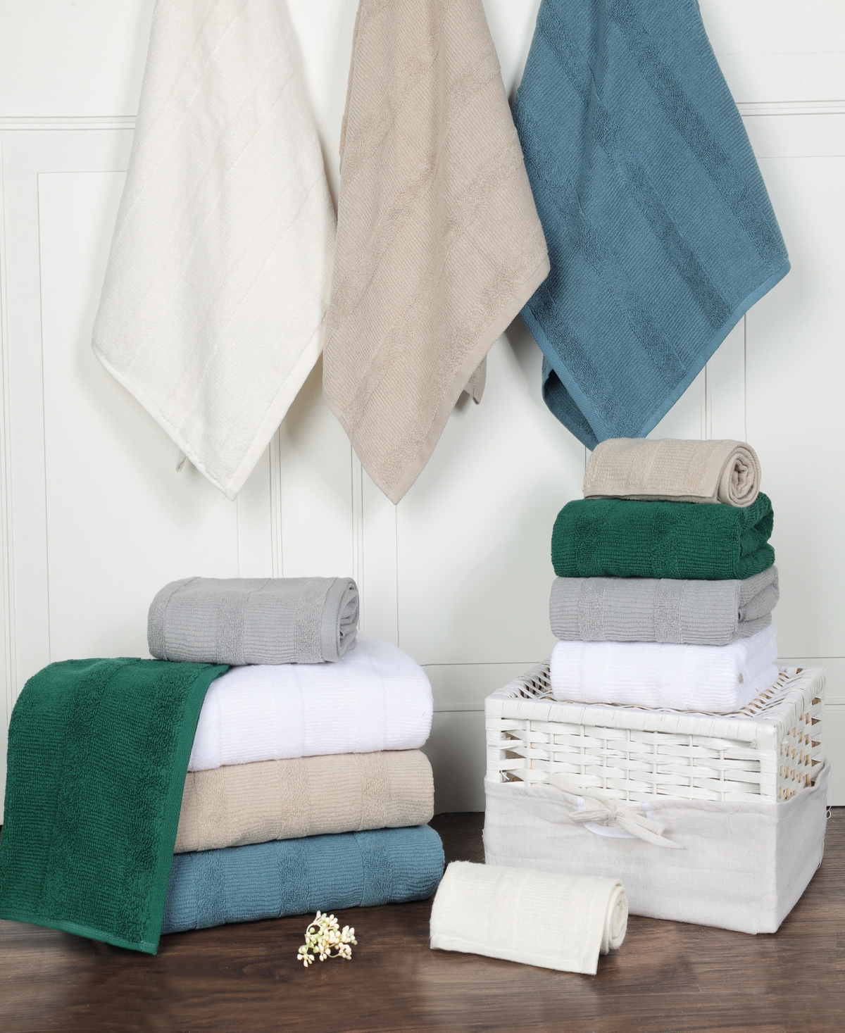 Superior Roma Ribbed Turkish Cotton Quick-Dry Solid Assorted Highly Absorbent Towel