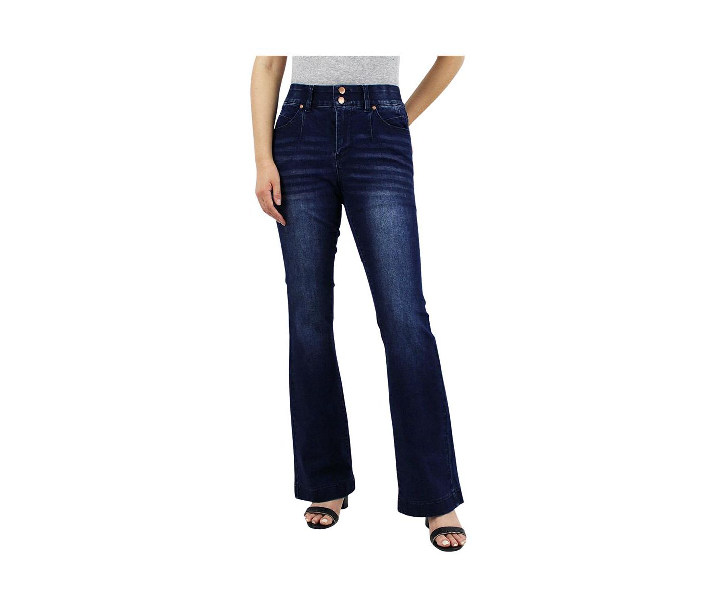 Женские джинсы Indigo Poppy Dark Wash Tummy Control Bootcut with Front Pocket Seam detail, цвет: Тёмная варка — фото 1