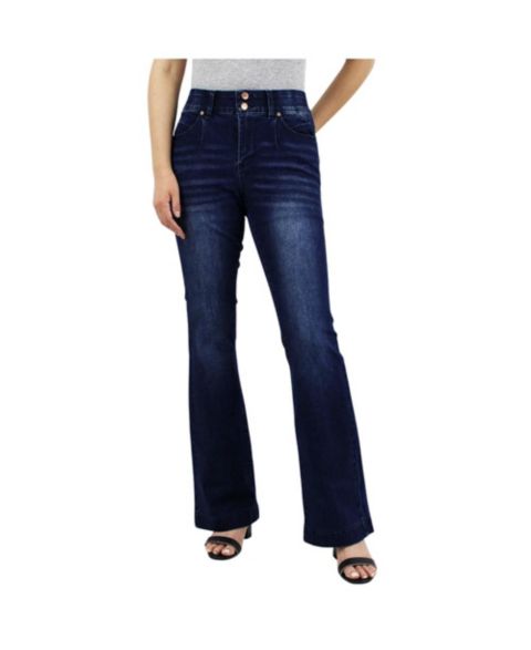 Женские джинсы Indigo Poppy Dark Wash Tummy Control Bootcut with Front Pocket Seam detail, цвет: Тёмная варка
