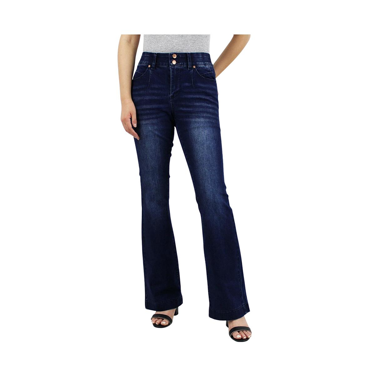 Women's Dark Wash Tummy Control Bootcut with Front Pocket Seam detail Jeans - Dark wash