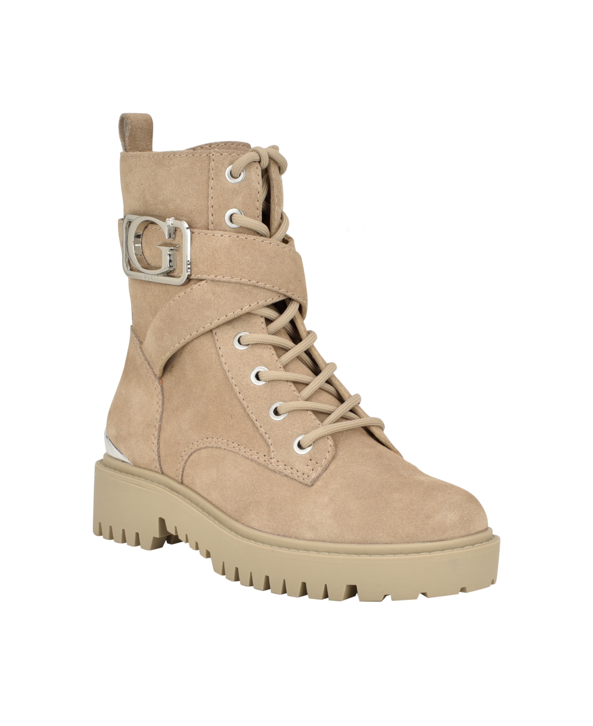 Shop Guess Women's Orana Combat Booties In Taupe Suede