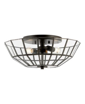 Theo Farmhouse Rustic Iron/Glass LED Semi Flush Mount
