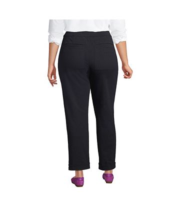 Lands' End Women's Plus Size Starfish High Rise Pintuck Straight Leg Elastic  Waist Pull On Ankle Pants - Macy's