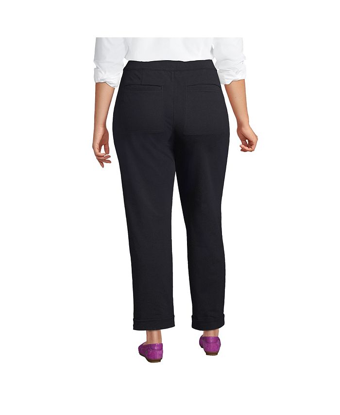 Lands' End Women's Plus Size Starfish High Rise Pintuck Straight Leg