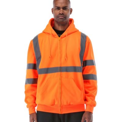 Men's HiVis Hooded Sweatshirt - High-Visibility, Insulated Work Hoodie, Reflective, Warm, Durable, Cold-Weather Safety Gear