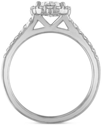 Certified Diamond Pear Halo Engagement Ring (1 ct. t.w.) in 14k White Gold Featuring Diamonds from De Beers Code of Origin, Created for Macy's