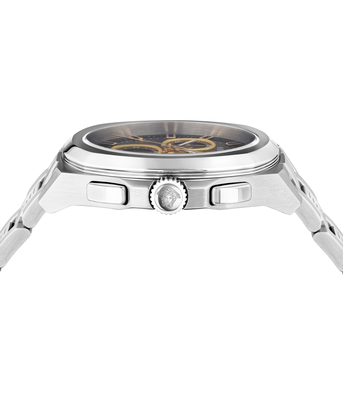 Shop Versace Men's Swiss Chronograph Geo Stainless Steel Bracelet Watch 43mm