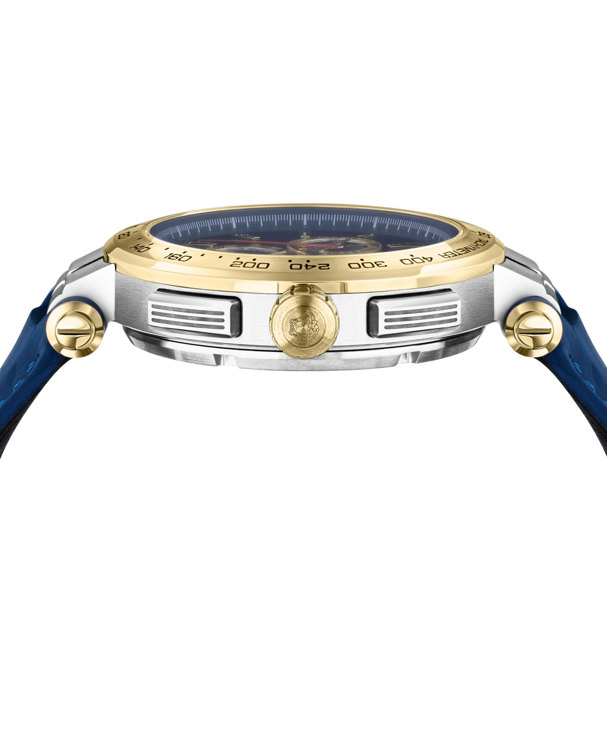 Shop Versace Men's Swiss Chronograph Aion Blue Leather Strap Watch 45mm In Two Tone