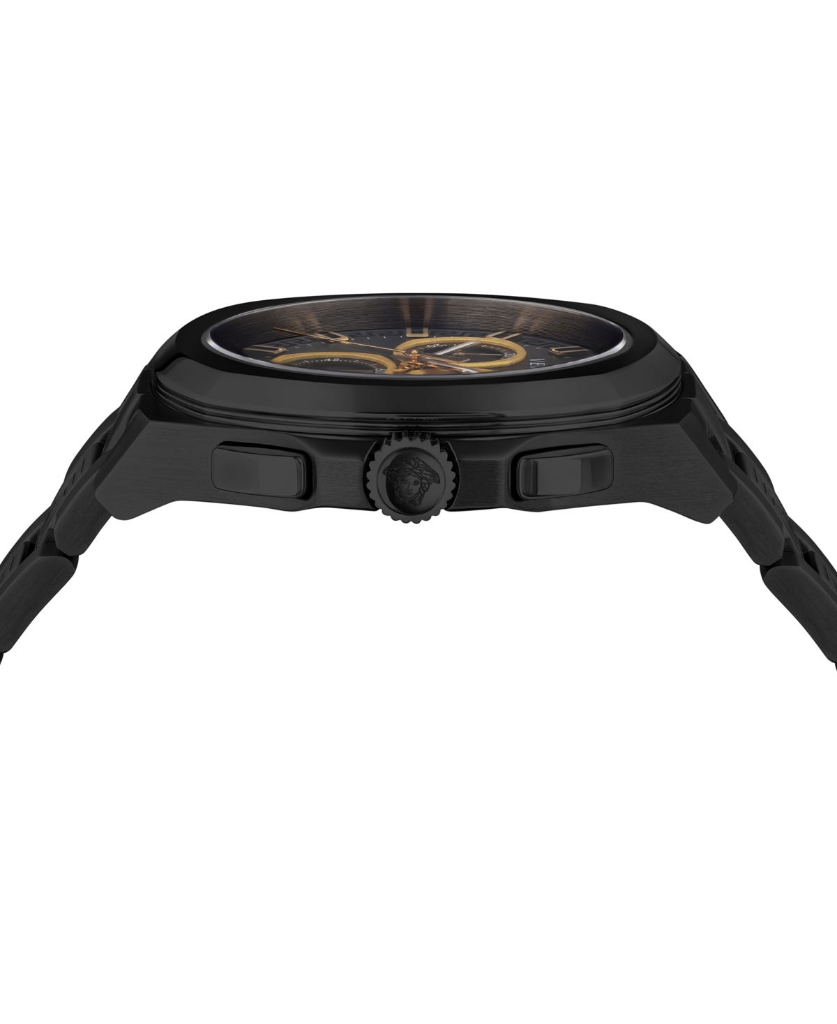 Shop Versace Men's Swiss Chronograph Geo Black Ion-plated Stainless Steel Bracelet Watch 43mm In Ip Black