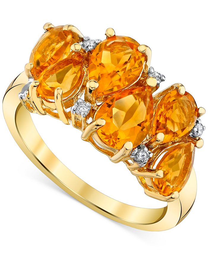 Macy s Citrine 2 7 8 ct. t.w. Diamond Accent Pear Cluster Ring