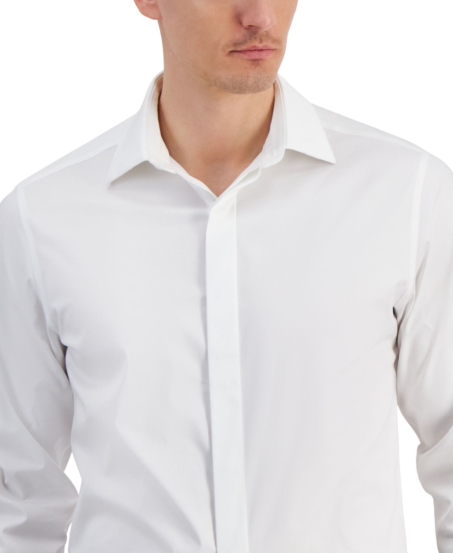 Мужская рубашка Alfani Covered Placket Tuxedo Shirt, Regular & Slim Fit, цвет: Яркий белый — фото 3