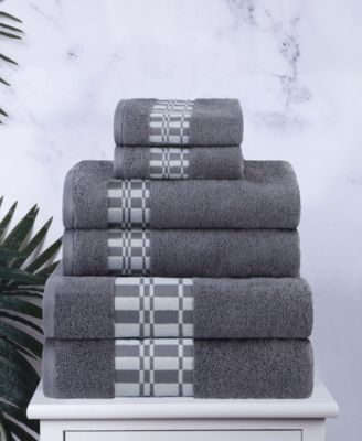 Larissa Geometric Embroidered Jacquard Border Cotton 6-Pc. Bath Towel Set