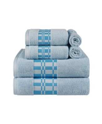 Larissa Geometric Embroidered Jacquard Border Cotton 6-Pc. Bath Towel Set