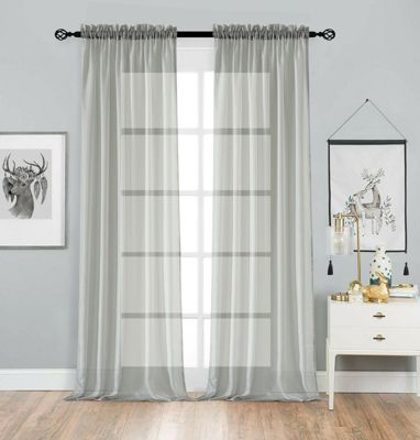 2 Pack Basic Home Rod Pocket Sheer Voile Window Curtains