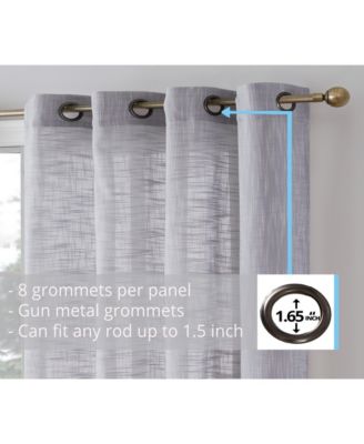 Madison Faux Linen Textured Semi Sheer Privacy Sun Light Filtering Transparent Window Grommet Long Thick Curtains Drapery Panels for Bedroom & Living Room, 2 Panels