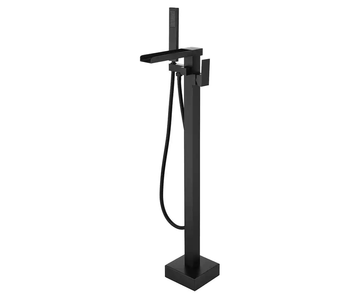 1-Handle Freestanding Bathtub Faucet With Hand Shower, Matte Black - Matte black