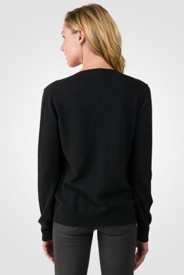 Women's 100% Cashmere Button Front Long Sleeve Crewneck Cardigan Sweater