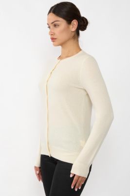 Women's 100% Cashmere Button Front Long Sleeve Crewneck Cardigan Sweater