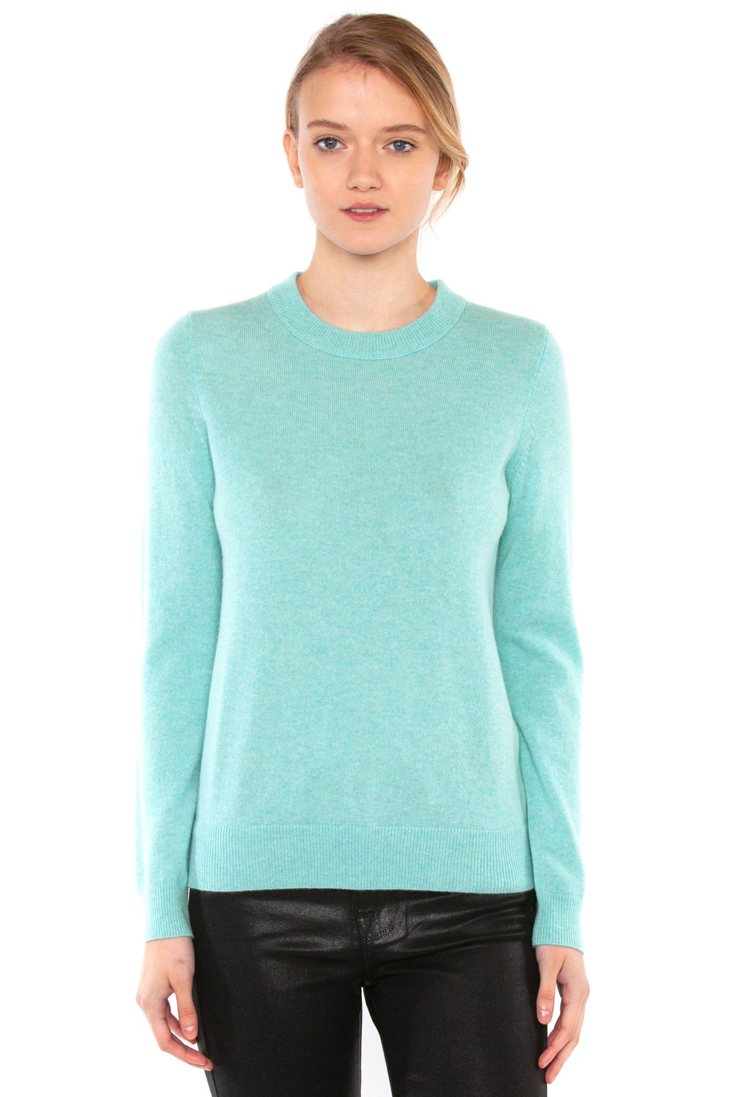 Women's 100% Pure Cashmere Long Sleeve Crew Neck Pullover Sweater