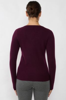 Women's 100% Pure Cashmere Long Sleeve Pullover V Neck Sweater