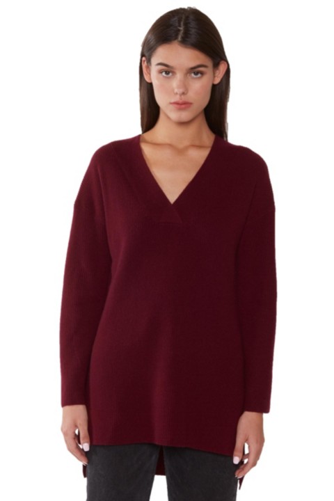Женские JENNIE LIU Women's 100% Pure Cashmere Long Sleeve Ribbed Tunic Sweater