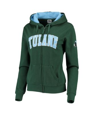 Women's Green Tulane Green Wave Arched Name Full-Zip Hoodie