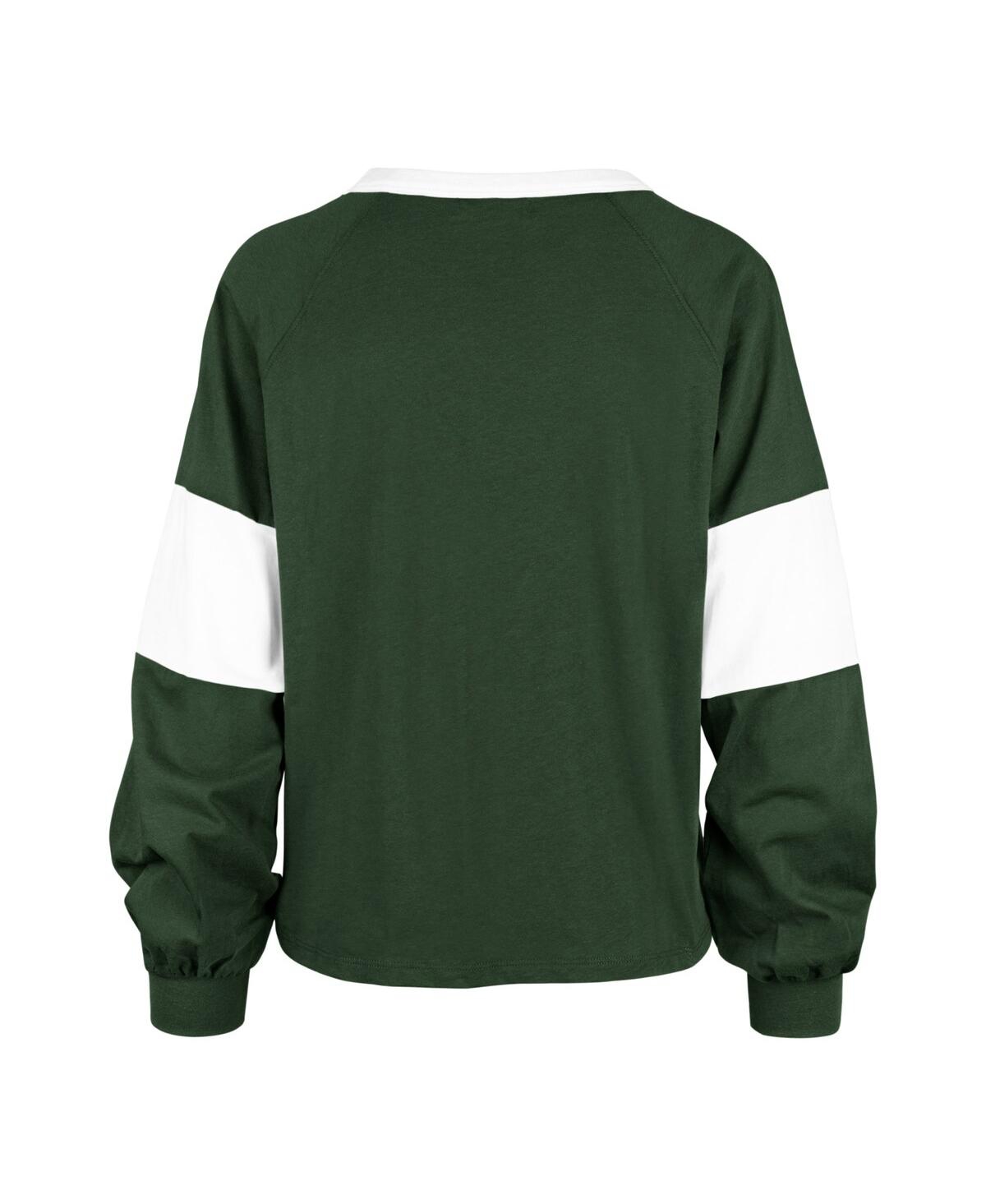 Shop 47 Brand Women's ' Green Distressed Michigan State Spartans Upside Rhea Raglan Long Sleeve T-shirt