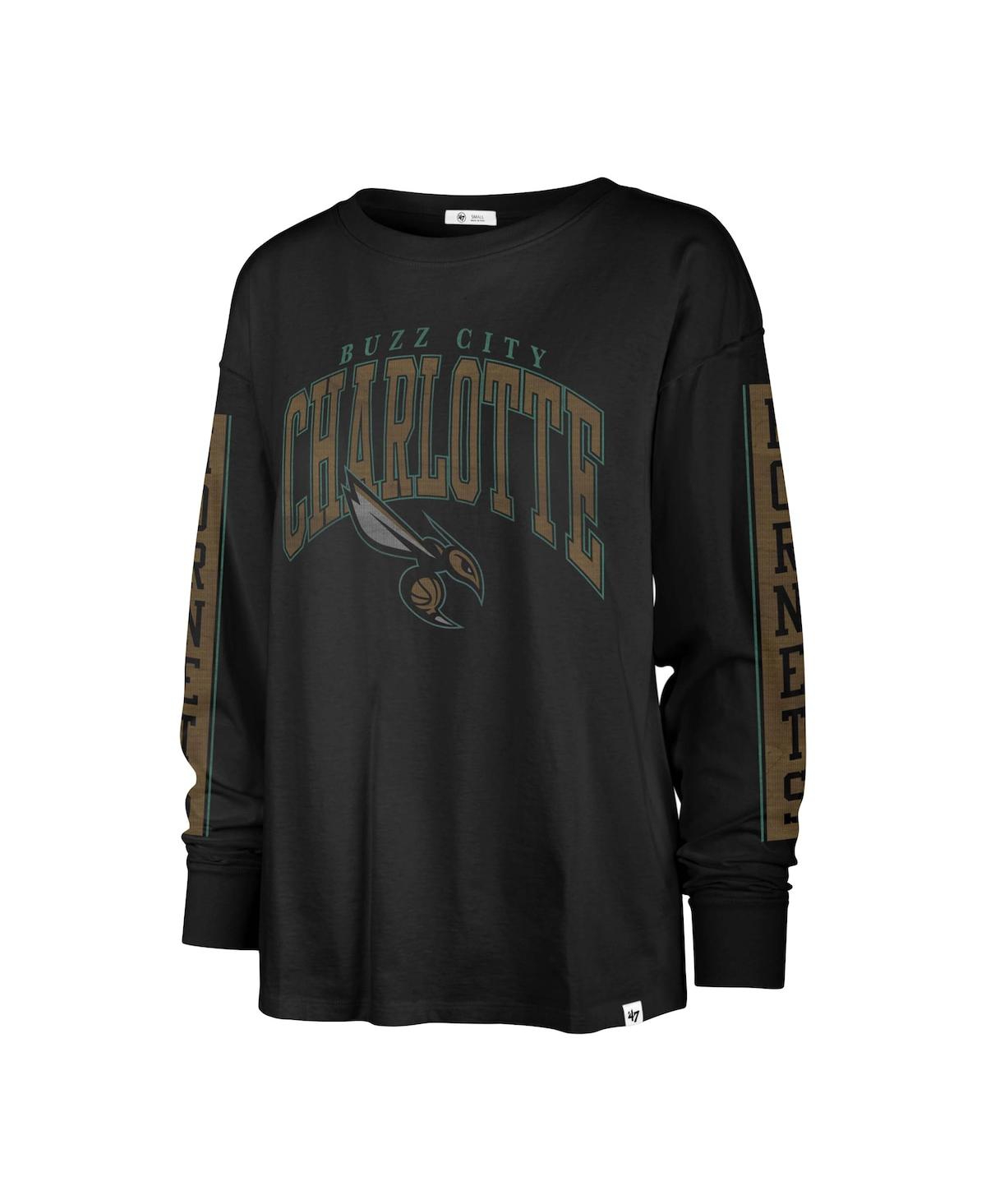 Shop 47 Brand Women's ' Black Distressed Charlotte Hornets City Edition Soa Long Sleeve T-shirt