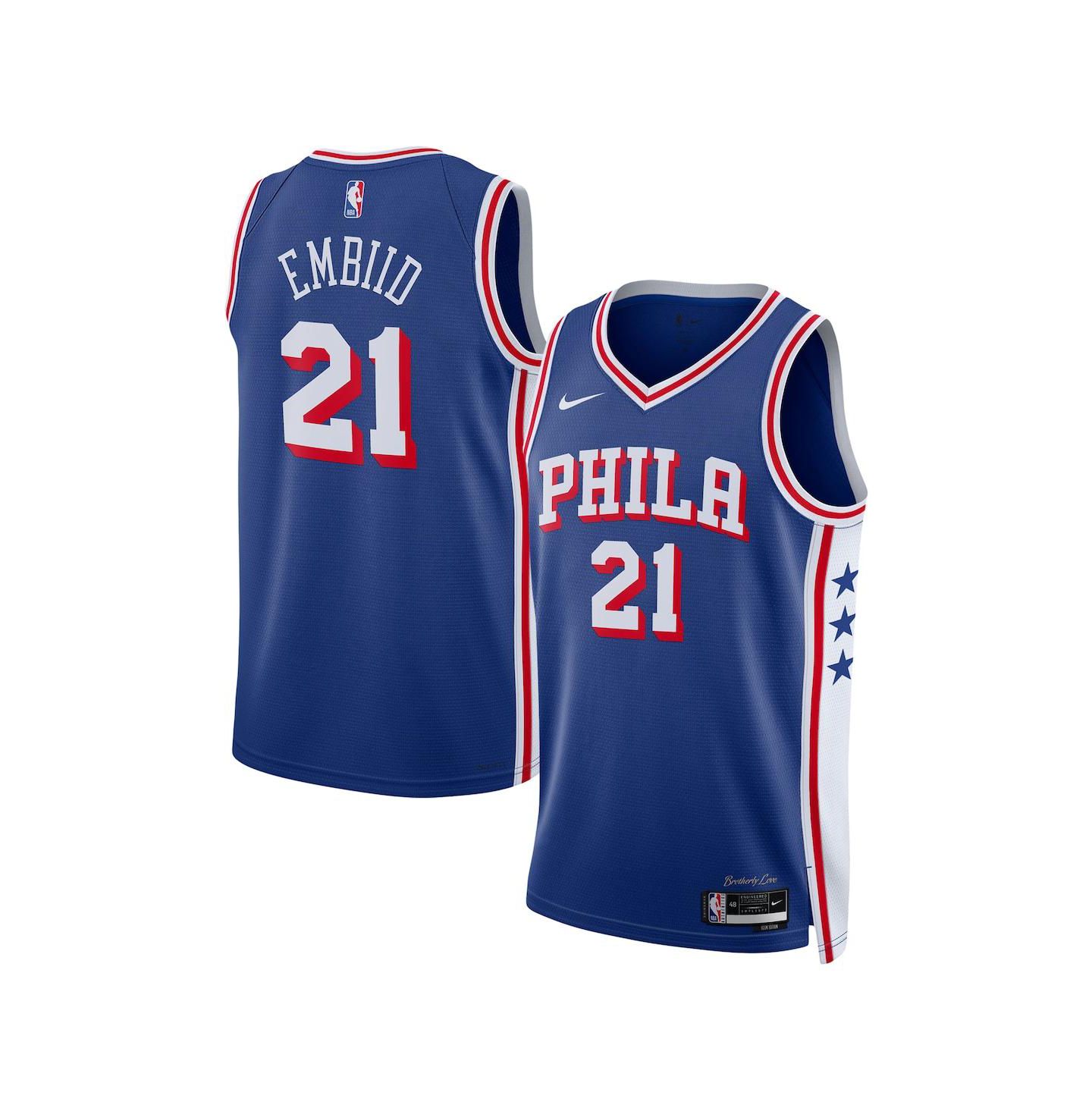 Топ Nike Joel Embiid Philadelphia 76ers Swingman Jersey, цвет: Королевский синий — фото 1