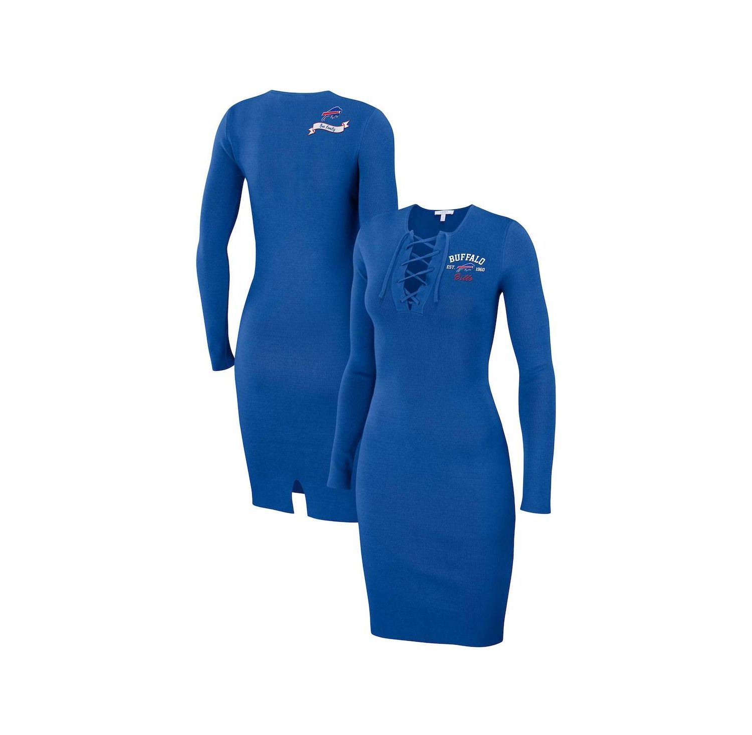 Women's Royal Buffalo Bills Lace Up Long Sleeve Dress