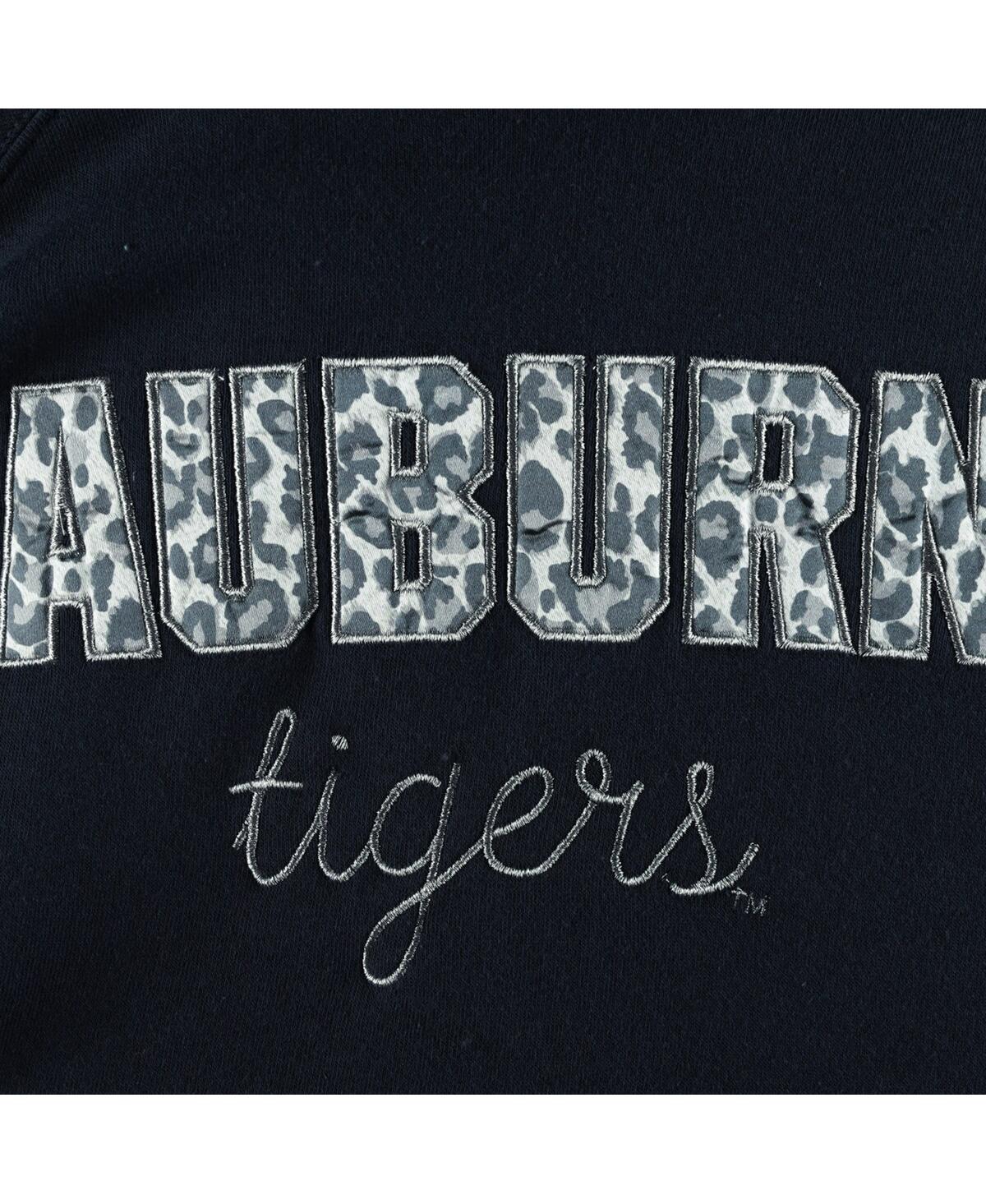 PRESSBOX WOMEN'S PRESSBOX NAVY AUBURN TIGERS STEAMBOAT ANIMAL PRINT RAGLAN PULLOVER SWEATSHIRT 