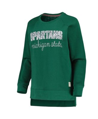 Women's Green Michigan State Spartans Steamboat Animal Print Raglan Pullover Sweatshirt
