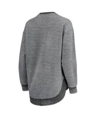 Women's Black Distressed Iowa Hawkeyes Ponchoville Pullover Sweatshirt