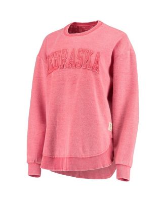 Women's Scarlet Distressed Nebraska Huskers Ponchoville Pullover Sweatshirt