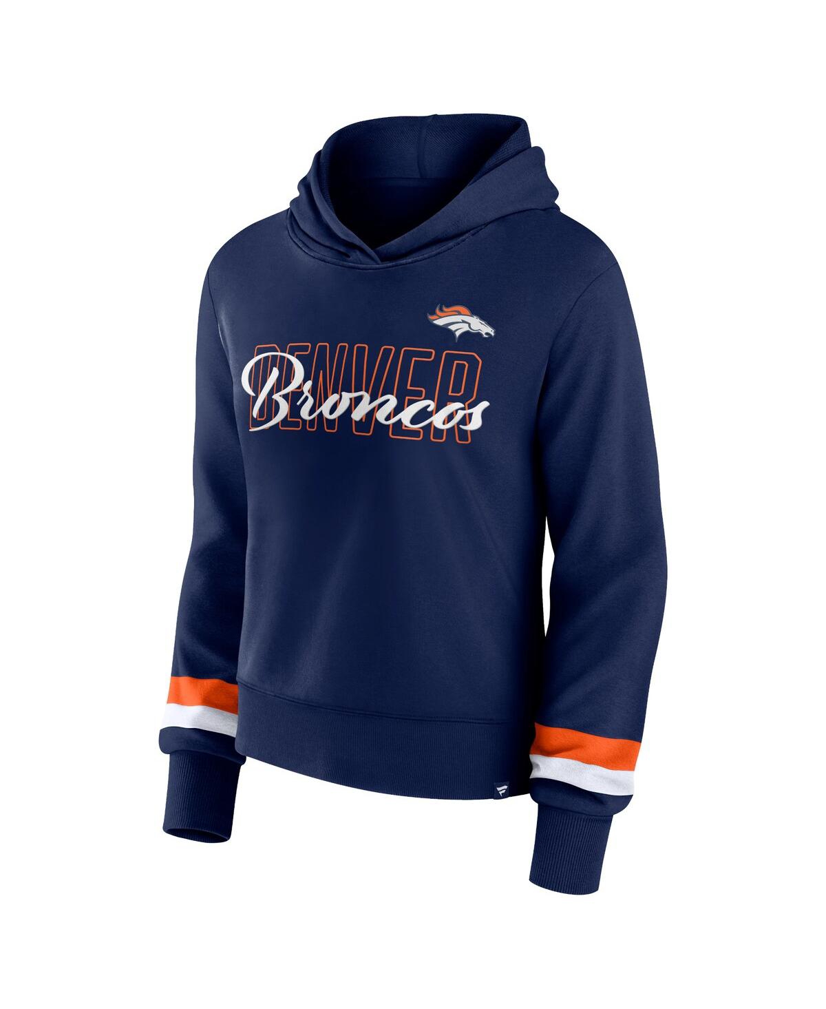 Fanatics Women's  Navy Denver Broncos Over Under Pullover Hoodie In Navy