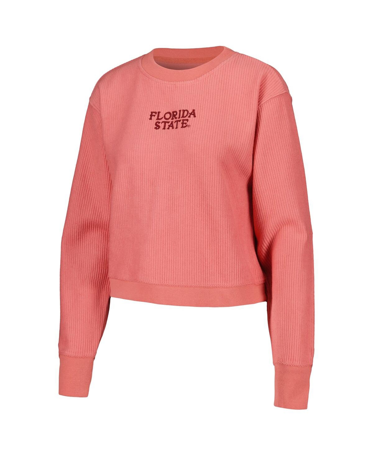 Shop League Collegiate Wear Women's  Coral Florida State Seminoles Timber Cropped Pullover Sweatshirt