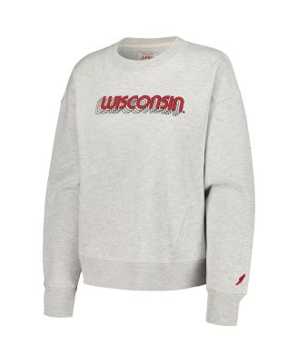 Women's Ash Wisconsin Badgers Boxy Pullover Sweatshirt