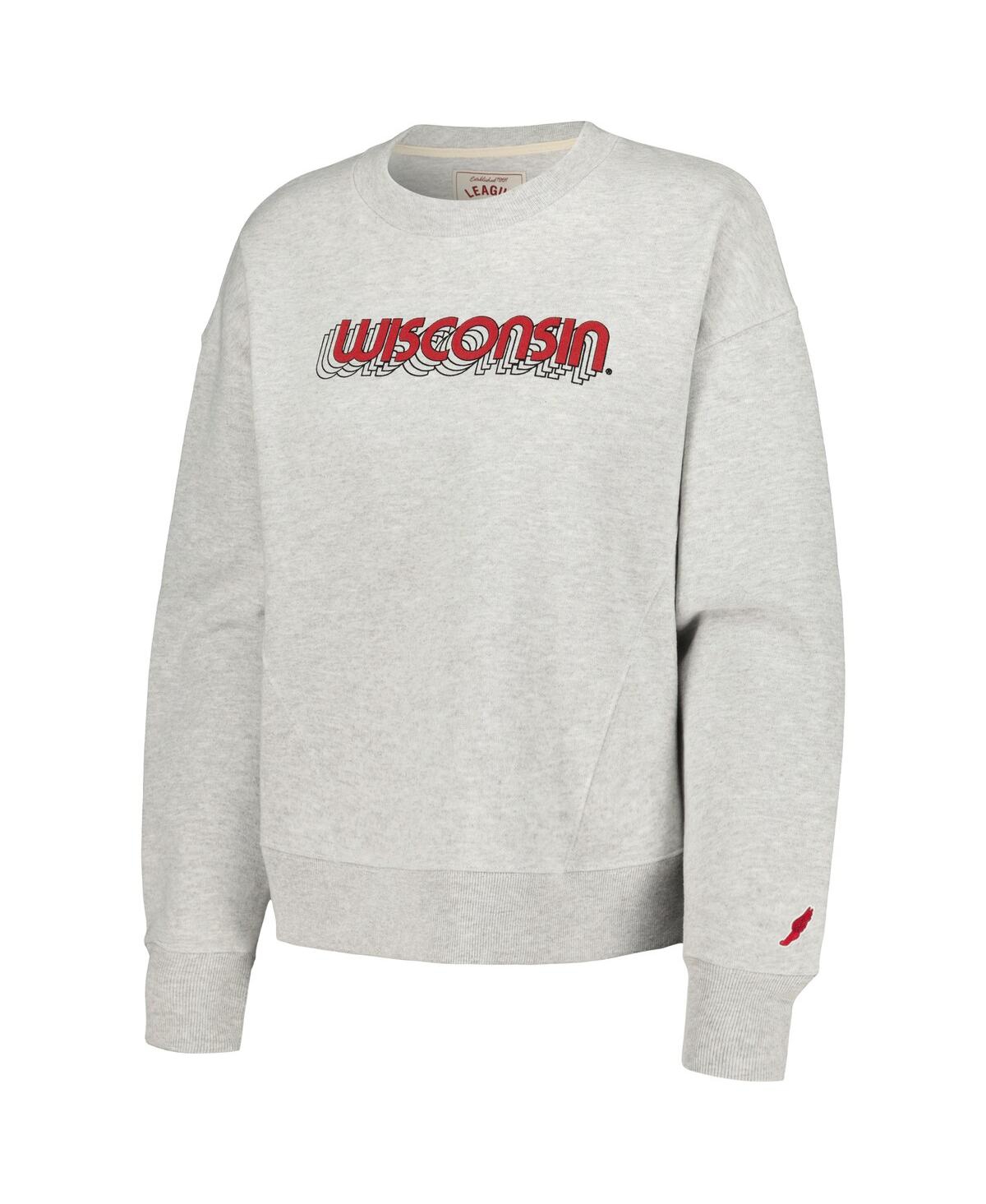Shop League Collegiate Wear Women's  Ash Wisconsin Badgers Boxy Pullover Sweatshirt
