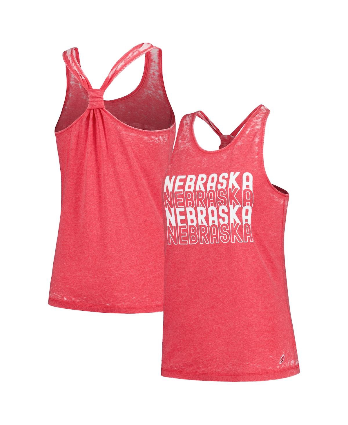 Shop League Collegiate Wear Women's  Scarlet Nebraska Huskers Stacked Name Racerback Tank Top