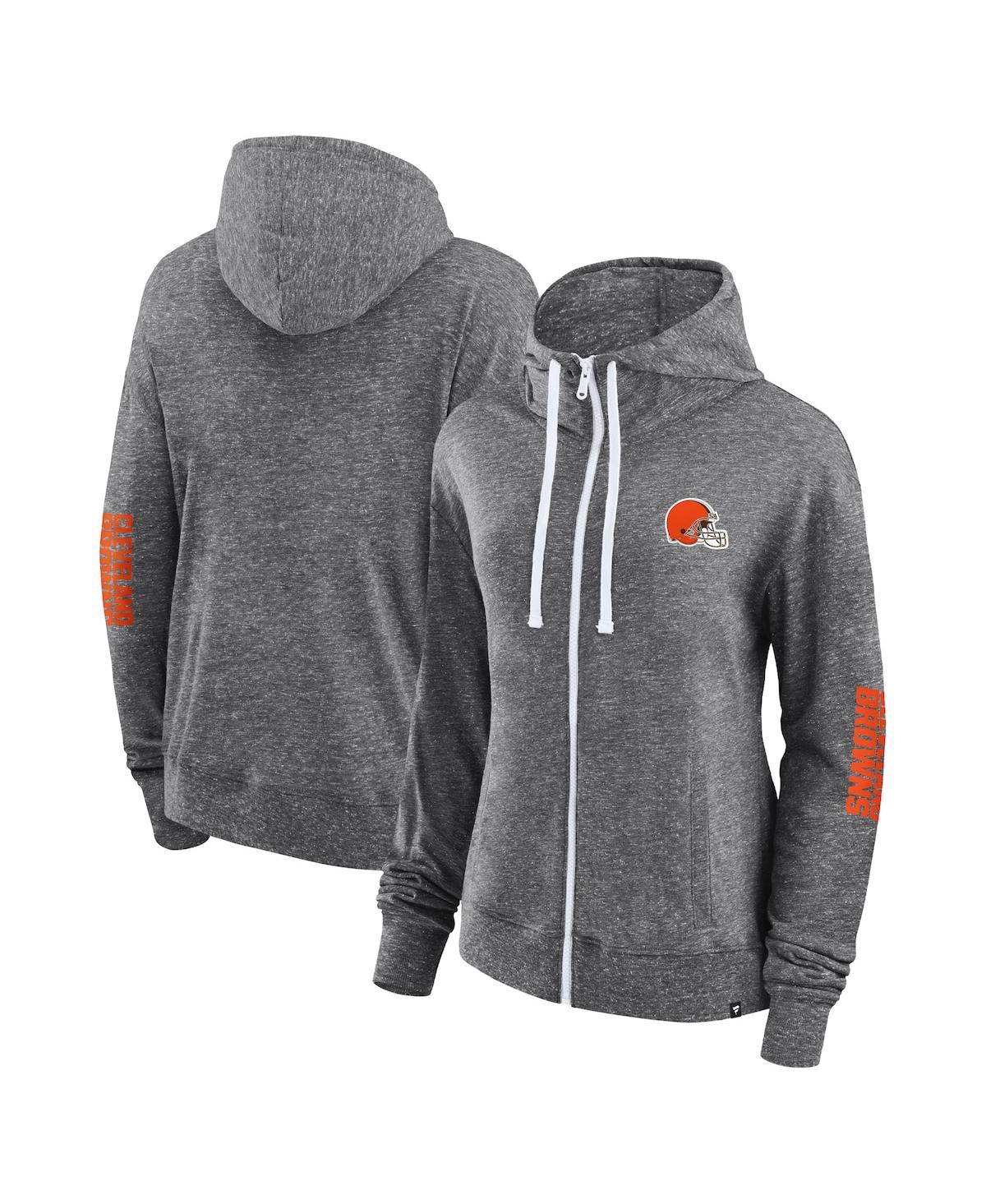 Fanatics Women's  Heather Charcoal Cleveland Browns Opening Coin Flip Hoodie Full-zip Sweatshirt