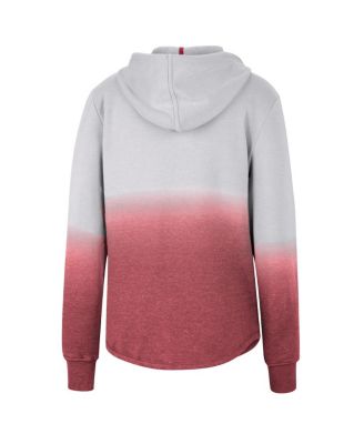 Women's Gray, Crimson Oklahoma Sooners Aurelia Dip-Dye Quarter-Snap Pullover Hoodie