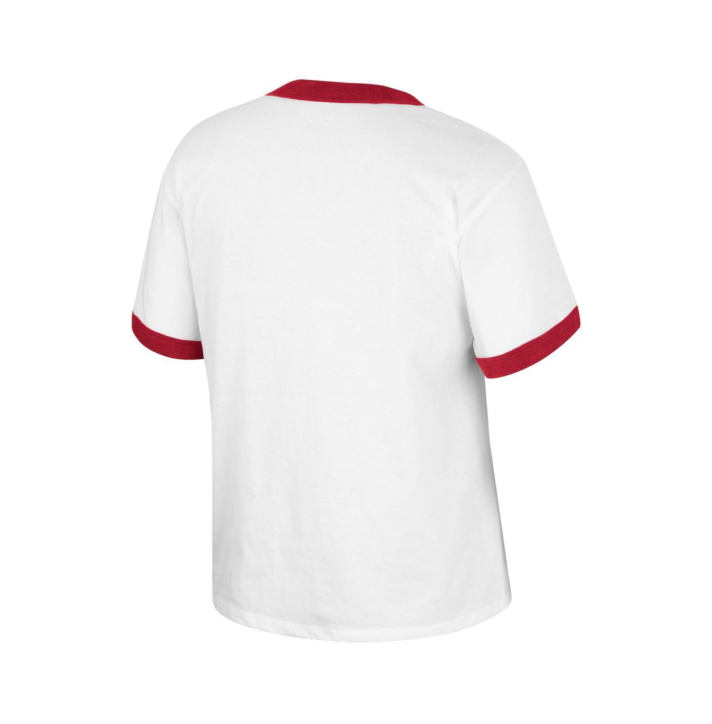 Женская футболка Colosseum x Wrangler White Distressed Oklahoma Sooners Freehand Ringer — фото 3