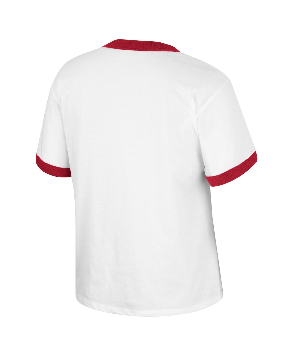 Shop Colosseum Women's  X Wrangler White Distressed Oklahoma Sooners Freehand Ringer T-shirt