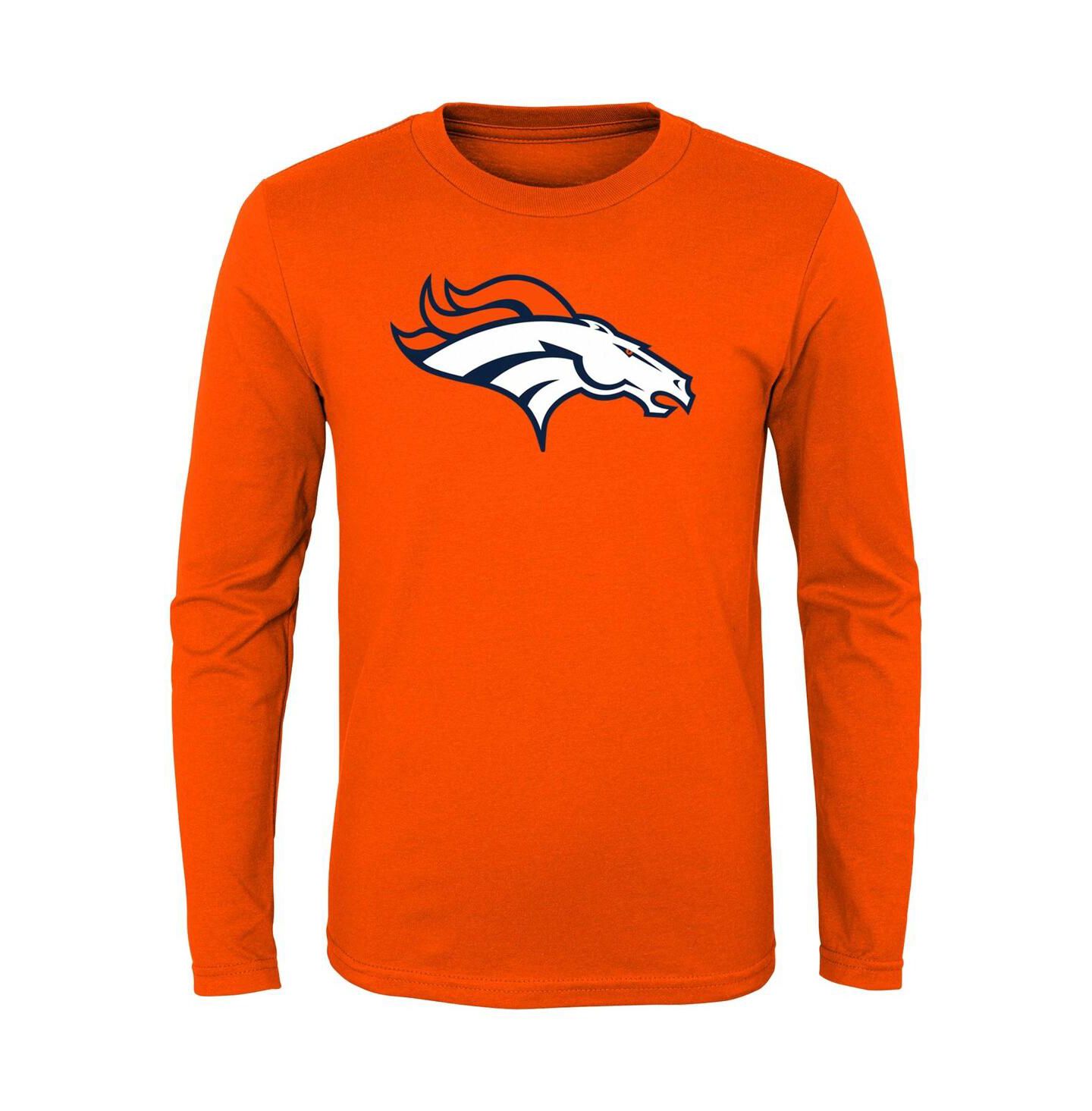 Футболка Outerstuff Orange Denver Broncos Primary Logo Long Sleeve для мальчиков — фото 1